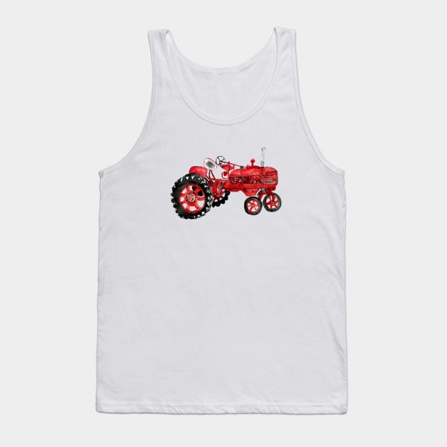 Old Red Tractor in watercolors Tank Top by AnnArtshock